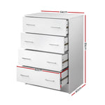 Artiss 4 Chest of Drawers - ANDES White FURNI-DT-4D-WH-AB