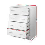 Artiss 4 Chest of Drawers - ANDES White FURNI-DT-4D-WH-AB