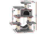 i.Pet Cat Tree 145cm Tower Scratching Post Trees Scratcher Condo House Light Grey PET-CAT-706FSB-LTGR