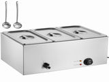 3-Pan Commercial Food Warmer, 16.5L Electric Steam Table, 1200W Professional Countertop Stainless V952-SYSPBWQPTK31E3ZVSV3