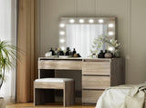 Artiss Dressing Table Set Stool 12 Led Bulbs Wood FURNI-Q-DRESS01N-LED-WD-AB