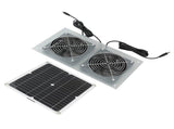 15W Solar Panel Powered Fan Efficient Solar Powered Dual Fan Kits for Chicken Coop Greenhouses Shed V1294-YM0703-3114230040611