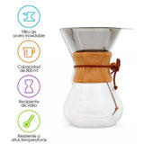 800ml Pour Over Coffee Maker High Borosilicate Glass Manual Coffee Dripper with Stainless Steel V1294-YM0703-3113230034411