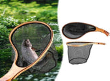 Wooden Fly Fishing Landing - Rubber Ghost Mesh & Release for Gentle Catch & Release - Trout Bass V1366-AZ2-W-16497