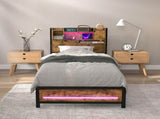 Levede Single Bed Frame Storage Headboard Industrial BF1066-S