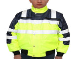 3-in-1 Hi Vis Quilted Safety Bomber Jacket Waterproof Reflective Workwear - Yellow/Navy - M V563-WB-HIVISJKT-YLW-M