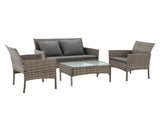 Gardeon 4-Piece Outdoor Sofa Set with Two Pillows Rattan Furniture Grey ODF-C-PATIO-17007-GR