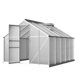 Green Fingers Greenhouse 3x2.5x1.95M Aluminium Polycarbonate Green House Garden Shed GH-ALU-C-302X250-AB