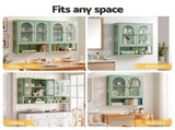 Artiss Buffet Cabinet Sideboard Wall Mounted Fluted Display Storage 70cm Green AI-SID-WM60-GN