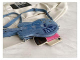 Denim Guitar Bag Cross-Body Bag Women Guitar-Shaped Purse Niche Denim Accessory - Denim blue - Size V1106-939-44715-DEN-UNIVERSAL