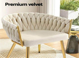 1 Artiss Dining Chair Velvet Armchair Beige UPHO-C-DIN-01-VEL-BG