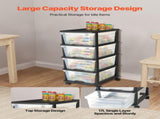 Plastic Storage Drawers Cart, 4 Drawers Storage Organizer with Wheels, Rolling Closet Organization V952-CWCT1SLJL4G13PBKB001V0