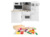 Keezi Kids Wooden Toy Kitchen with 29pc Play Food and Cookware Set PLAY-WOOD-FRIDGE-3IN1