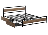 Artiss Bed Frame Double Size Metal Frame with 2 Drawers DREW MBED-C-DREW-D-DRAW