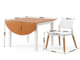 Artiss Dining Table and Chairs Set 5PCS, 75-110cm Drop-Leaf Table, with 4 Dining Chairs White DSET-DTAB-086-WHX4