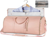 Pink Convertible Garment Duffel Bag with Leather Accents - Travel Weekender Bag for Suits and V888-ELOSUNG12951