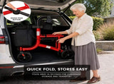 Orthonica 3-Wheel Folding Rollator Walker with Seat Lightweight Aluminium Mobility Aid Adjustab FRW-MAS-518-RD