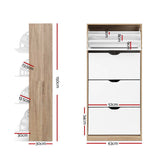 Artiss Shoe Rack Cabinet 60 Pairs 4-tier White Elen FURNI-G-SHOE-4D3R-WD-WH-AB