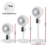 Devanti Pedestal Fan W/ Remote 3 Speed 12H Timer Height Adjustable Cooling Fan PF-RC-01R-WH