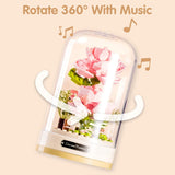 Building Blocks Flowers Bouquet Set with Music Box and Dust-Proof Dome,Artificial Particle Flower V1259-DP01-I-00061