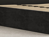 Elegant King Bedframe Charcoal Velvet Fabric with Gas Lift Storage and Golden Trim V357-STARSHINE-KING-CHARCOAL-ABC