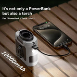 10000mAh Portable Outdoor Waist Fan Hanging Neck Strong Wind with Power Bank LED Lighting for V413-PORTABLE-FAN-10000A-GRAY