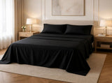 Microfiber Sheet Set 4 Piece Queen Black Deep Pocket Bed Sheets Soft Breathable Easy Care Bedding V63-957851