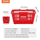 Shopping Basket, Set of 12, 21L Durable Plastic Grocery Basket with Metal Handle and Stand, 425 x V952-GXSBSSLGWLHS3TB5BV0