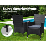 Gardeon Outdoor Dining Set 7 Piece Wicker Lounge Setting Black FF-DINING-7CLS-BK-ABC