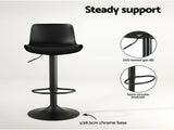 Artiss 2x Bar Stools Padded Seat Gas Lift Black BA-KJ-GL-BPP-SPU-BKX2