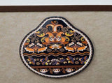 Orange-black Set of 4 Embossed Ceramic Paddle Mats - Assorted Bohemian Pattern Heat Resistant Pads V888-ELOSUNG28023