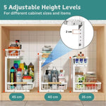 2-Tier Kitchen Under Sink Organiser Storage with Height Adjustable, Unique Slide Rail & Suction Cups V178-36081