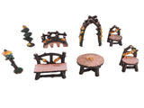 8PCS Fairy Garden Accessories Set Resin Miniature Table and Chairs Set Garden Furniture Ornaments V1294-YM0901-3115250003911