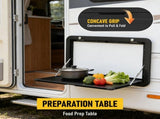 Aumerage Aluminium Folding Caravan Table Lockable, Space-Saving Portable Table with 50kg Capacity, V1181-AT005-BK