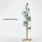 Brown Solid Wood Coat Rack Stand for Entryway - Sturdy Hat and Clothes Hanger V178-59379