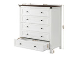 Artiss 5 Chest of Drawers Storage Tallboy White & Walnut FUR-S-CDR-5D-WH-AB
