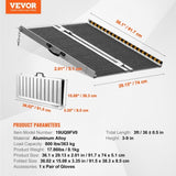 VEVOR Portable Wheelchair Ramp, 91 cm 363 kg Capacity, Non-Slip Aluminum Folding Threshold Ramp, V952-ZDKMJPD36YC19UQ9FV0