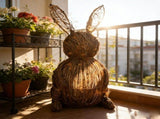 Easter Decorations Wicker Bunny Decor Large Rattan Bunny with Linen Bow Woven Outdoor Wicker Topiary V1370-AZ4-12379