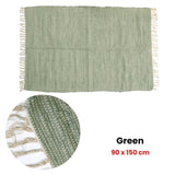 Large Chindi Cotton Handmade Floor Mat with Tassels 90 x 150 cm Green V442-BZO-FLOORR-LARGECHINDI-GREEN-RE