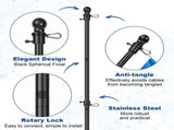 74.61inch Metal Flag Pole Kit, 5 Section Threaded Metal Flagpole, 360 Degree Rotating Rings, for V1369-AZ3-W-12265