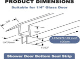 Frameless Door Seal Set for 1/4 Inch Glass Doors - 2-Pack Bottom Seal and 2-Pack Side Stop V1258-DP02-C-615