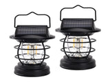 2 Pack Vintage Solar Camping Lantern Rechargeable Dual Panel Hanging Solar Powered Outdoor Lights V1294-YM0901-H49269-2