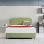 Linen Fabric Queen Bed Curved Headboard Bedhead - Olive Green V63-839811