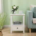 2-tier Bedside Table with Storage Drawer 2 PC Rustic White V264-TAB-710C-WHE-2PC-1