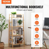 VEVOR Bamboo Bookshelf 4 Tiers Bamboo Ladder Bookshelf Trapezoid Storage Rack V952-TBSJTBZZTX4GVCXBQV0