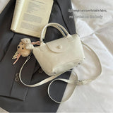 Silvery Compact PU Leather Crossbody Bag With a pendant- Lightweight Handheld Shoulder Purse with V888-ELOSUNG56245-3