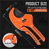 HORUSDY PVC Ratchet Cutter 64mm 2 - 1/2" Deburring Tool Rubber Handle Hand Tool V465-95608-AU-5