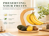 Wooden Banana Hanger Stand for Kitchen Countertop Sturdy Metal Hook Keep Fruit Fresh and Bruise V1369-AZ3-W-12120