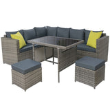 Gardeon Outdoor Dining Set Aluminum Table Chairs Wicker Setting Grey FF-SDBOSS-OTM-GE-ABC