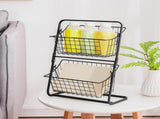 2-Tier Metal Market Sturdy Stacked Countertop Storage, Black Wire Frame Design, Fruit V1366-AZ2-W-12471